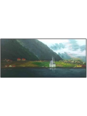 Doğa Harikası Uzungol ve Camii Orijinal Yağlı Boya Tablo