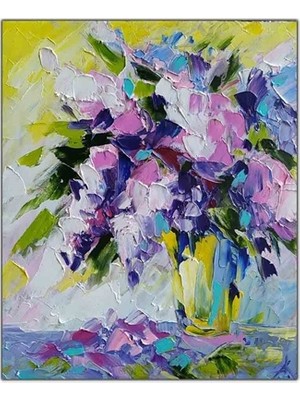 Leylak Çiçeği Yağlı Boya Dokulu Tablo