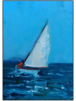 Yelkenli Tekne ve Deniz Orijinal Yağlı Boya Tablo