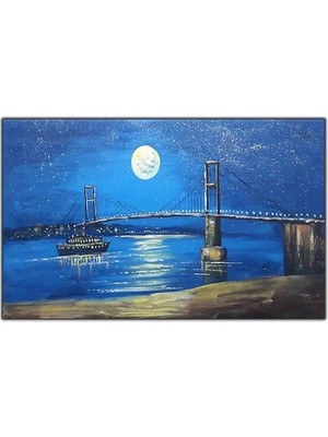Gece Yarısı Boğaz Köprüsü Orijinal Yağlı Boya Tablo