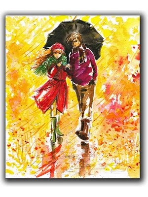 Sonbaharda Yuruyus Yağlı Boya Dokulu Tablo