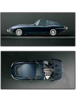 Siyah Jaguar Arabalar Ikili Kanvas Tablo