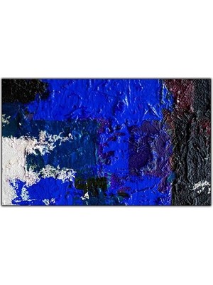 Saks Mavisi Yaglı Boya Dokulu Tablo