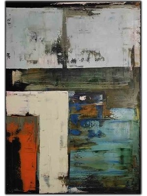 Soyut Beyaz Turuncu Kanvas Tablo