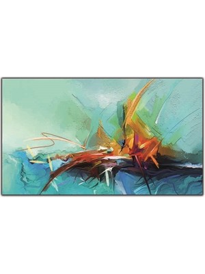 Soyut Sarı Kırmızı Mavi Renkli Yaglı Boya Dokulu Tablo
