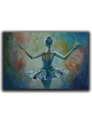 Mavı Balerın Yaglı Boya Dokulu Tablo