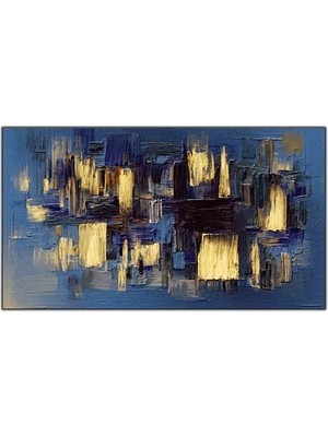 Mavi Wall Art Yaglı Boya Dokulu Tablo