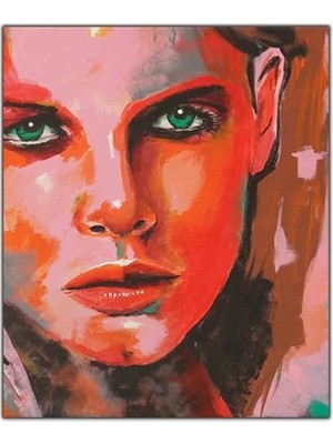 Pembe ve Turuncu Tenli Kadın Yağlı Boya Dokulu Tablo