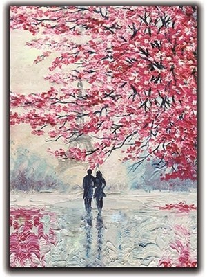 Pariste Kış Tablosu Yaglı Boya Dokulu Tablo