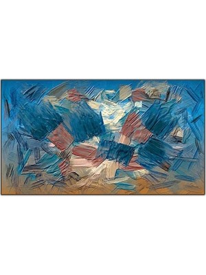 Mavi Fırça Darbeleri Yaglı Boya Dokulu Tablo