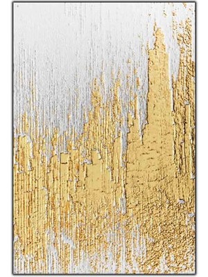 Soyut Beyaz Altın Buz Sarkıtları Yoğun Yağlı Boya Dokulu Tablo