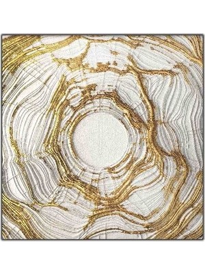 Soyut Altın Karmaşık Çizgiler Yoğun Yağlı Boya Dokulu Tablo