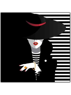 Vektörel Kadın Kanvas Tablo