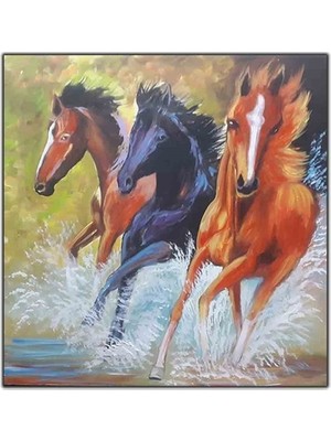 Koşan Atlar Orijinal Yağlı Boya Tablo
