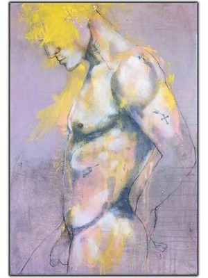 Soyut Kaslı Nü Erkek Kanvas Tablo