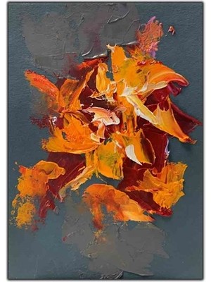 Sonbahar Turuncu Yapraklar Yağlı Boya Dokulu Tablo