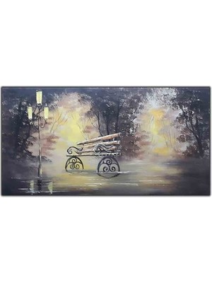 Orman ve Oturma Bankı Orijinal Yağlı Boya Tablo