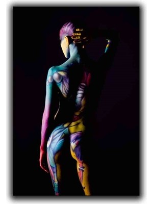 Renklı Nu Kadın Kanvas Tablo