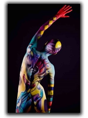 Renklı Nu Kadın Kanvas Tablo