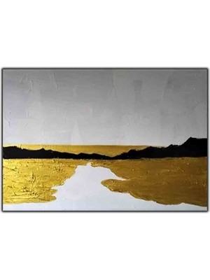 Soyut Geniş Gold Temalı Orijinal Yağlı Boya Tablo