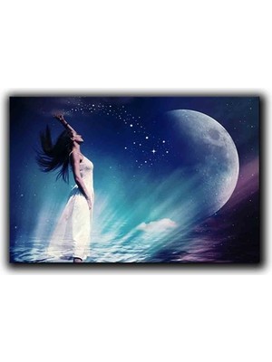 Gezegen ve Kadın Kanvas Tablo