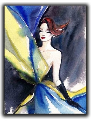 Elbıselı Kadın Yaglı Boya Dokulu Kanvas Tablo