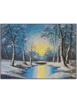 Orman ve Ağaçlar Kar ve Güneş Bir Arada Orijinal Yağlı Boya Tablo