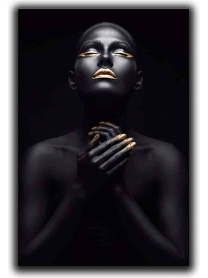 Altın Makyajlı Kadın Kanvas Tablo