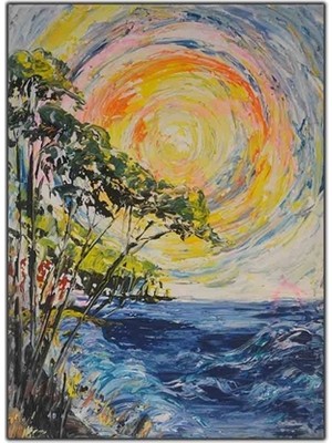 Güneş, Deniz, Orman Iç Içe Orijinal Yağlı Boya Tablo