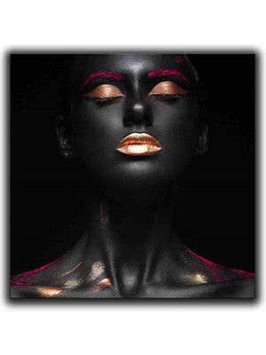 Renklı Makyajlı Afrıkalı Kadın Kanvas Tablo