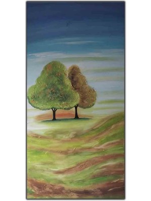 Ormandaki Altın Detaylı Ağaçlar Orijinal Yağlı Boya Tablo