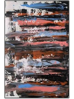 Spatula Tekniği Ile Yapılmış Turkuvaz ve Pembe Ağırlıklı Renkli Dokunuşlar Yağlı Boya Dokulu Tablo