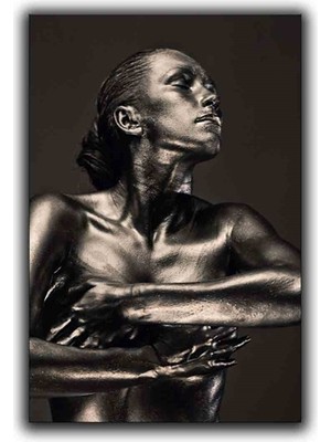 Metal Heykel Kadın Kanvas Tablo