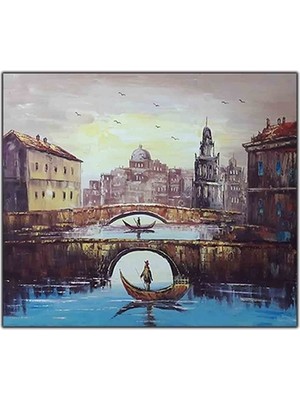 Venedik ve Gondolları Orijinal Yağlı Boya Tablo