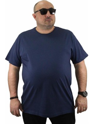 Starbattal Büyük Beden Basic Tişört 11100 Marin Erkek Regular Fit Kısa Kol %100 Pamuk