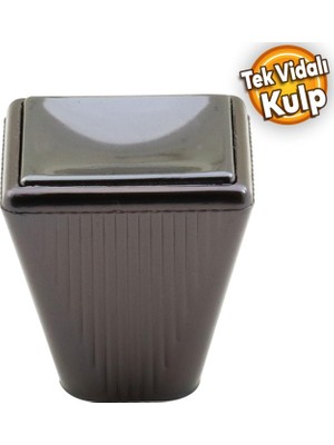 Badem10 Fonte Düğme Dolap Çekmece Kulpu Kulbu Plastik Füme Tek Vidalı Kulp