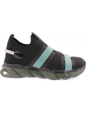 DGN 310 Kadin Kalin Taban Silver Taşli Sneakers Ayakkabi
