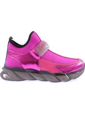 DGN 104-23Y Kadin Strech Detayli Silver Taş Bantli Sneakers Ayakkabi