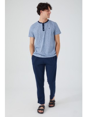 Arnetta Reflection Indigo Erkek Kısa Kol Pijama Takım
