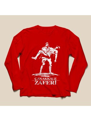 Sınıf Sepeti 18 Mart Çanakkale Zaferi Tişörtü Erkek Çocuk İçin Kırmızı Bisiklet Yaka Grafik Desenli - TS221
