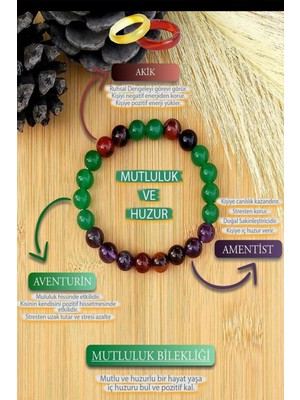 NehirTaş Sertifikalı   Doğal Taş Mutluluk Bilekliği + 1 Adet Akik Yüzük ile Gönderilir