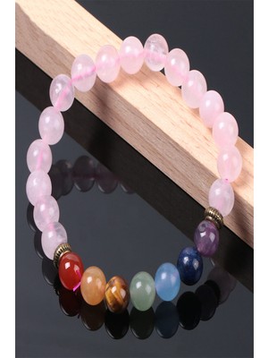 NehirTaş Sertifikalı   Pembe Kuvars Çakra Bileklik 8 mm