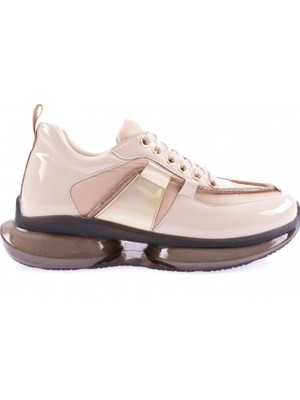 DGN 954-23Y Kadin Kalin Taban Silver Ip Taşli Sneakers Ayakkabi