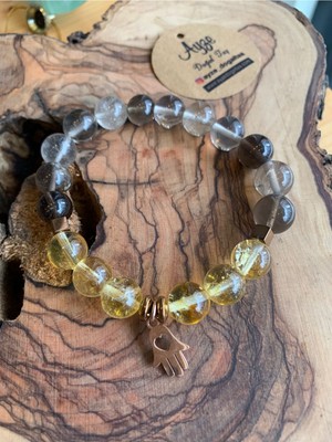 NehirTaş Sertifikalı   Dumanlı Kuvars ve Sitrin Bilekliğimiz