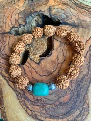 NehirTaş Sertifikalı   Rudraksha Tohumu ve Aventurin Bileklik