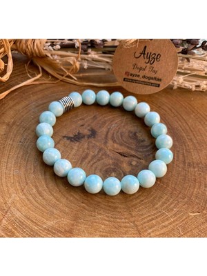 NehirTaş Sertifikalı   Gümüş Malzemeli Larimar Bileklik
