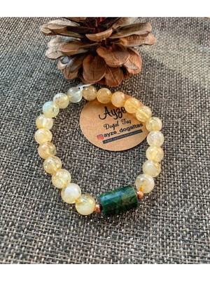 NehirTaş Sertifikalı   Sitrin ve Yeşim Bileklik