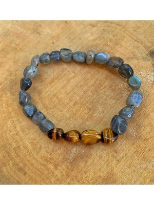 NehirTaş Sertifikalı   Kırık Taş Labradorit ve Kaplangözü Bileklik