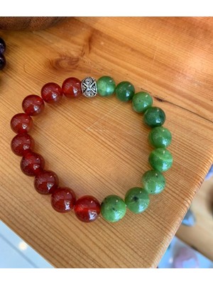 NehirTaş Sertifikalı   Yeşim & Akik Taşı Bileklik