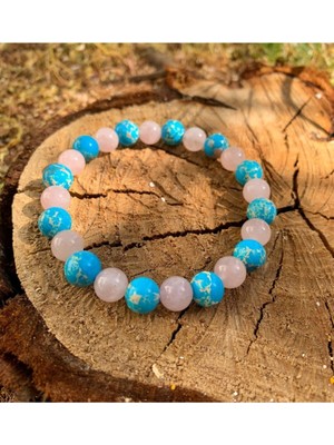 NehirTaş Sertifikalı   Varisit ve Pambe Kuvars Bileklik